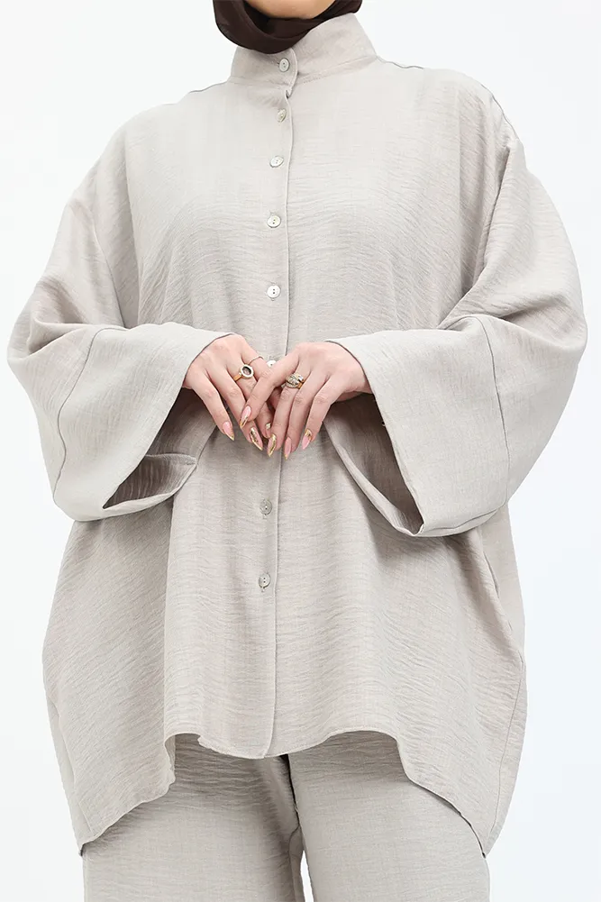 Stone Linen Feel Casual Co Ord